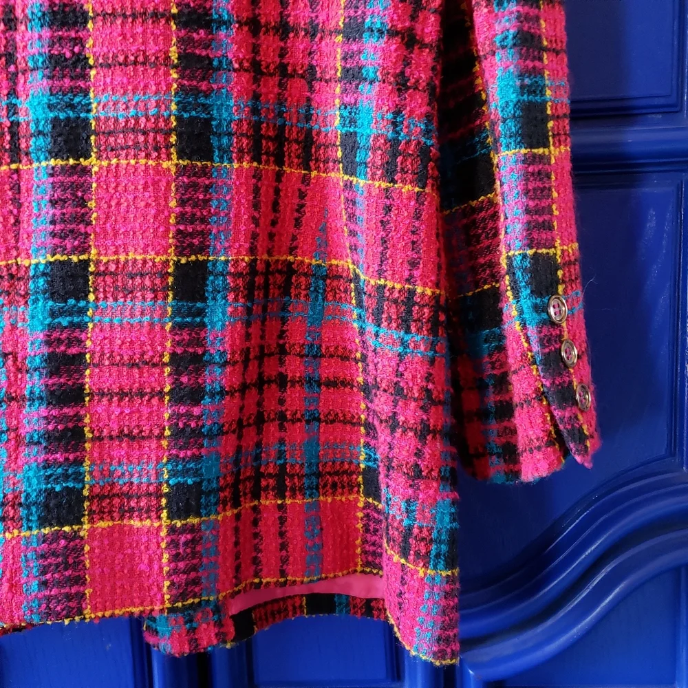 Vintage CHAUS Long Magenta Tweed Blazer - Picture 5 of 16
